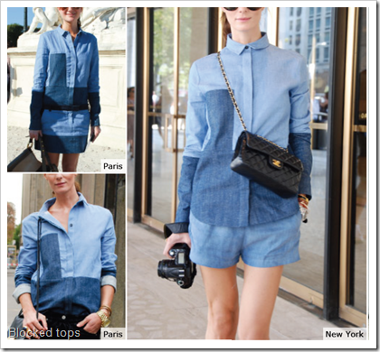 Blocked  denim tops