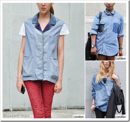 Blocked  denim tops