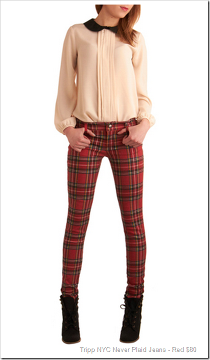 Tripp NYC Never Plaid Jeans - Red $80