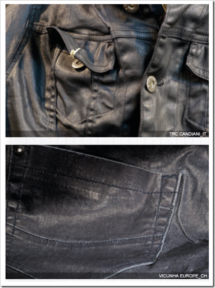 Coated dark denims