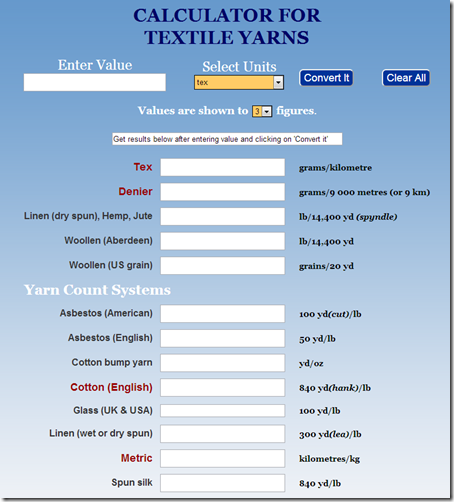 Yarn Conversion calculator