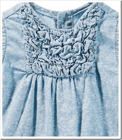 PRINTED DENIM DRESS WITH RUFFLES ( THAILAND )