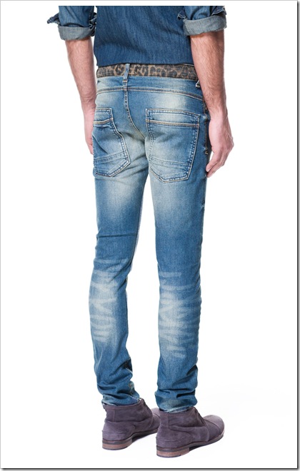 JEANS WITH CONTRASTING LEOPARD PRINT WAIST ( USA )
