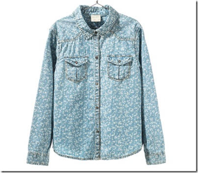 FLORAL PRINT DENIM SHIRT ( UK )