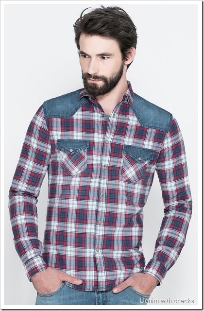 ZARA / CHECKED DENIM SHIRT