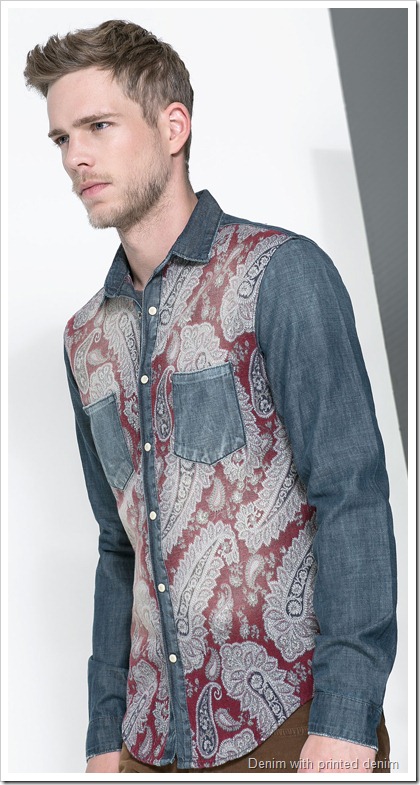 ZARA / COMBINED PAISLEY DENIM SHIRT