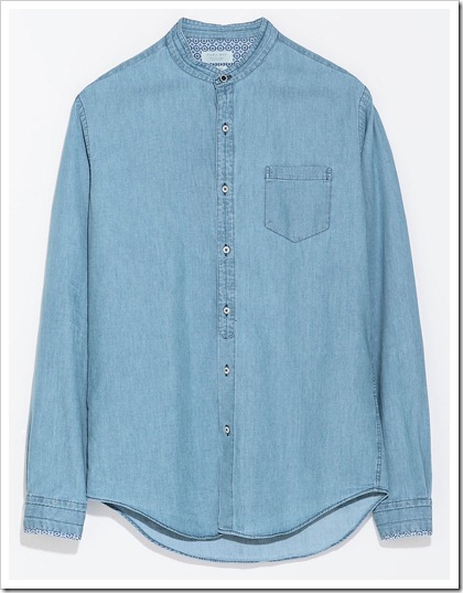 ZARA/MAO COLLAR DENIM SHIRT