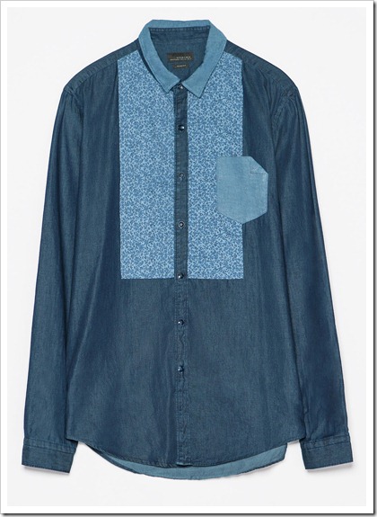 ZARA/DENIM SHIRT WITH CONTRASTING YOKE