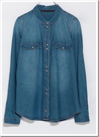 ZARA/DENIM SHIRT WITH PETER PAN COLLAR