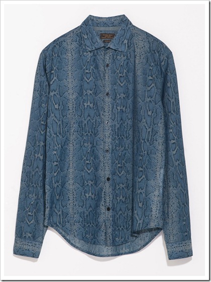 ZARA/ANIMAL PRINT DENIM VOILE SHIRT