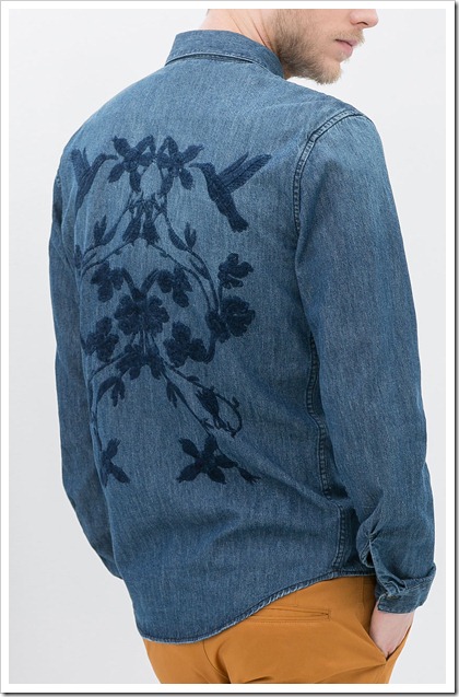 ZARA/DENIM SHIRT WITH EMBROIDERY ON BACK