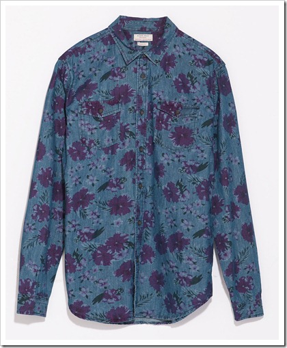 ZARA/FLORAL PRINT DENIM SHIRT