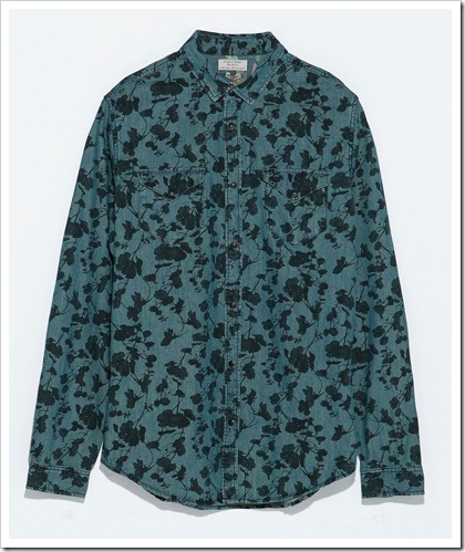 ZARA/FLORAL PRINT DENIM SHIRT