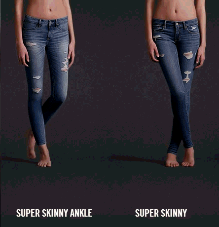 abercrombie and fitch skinny vs super skinny jeans