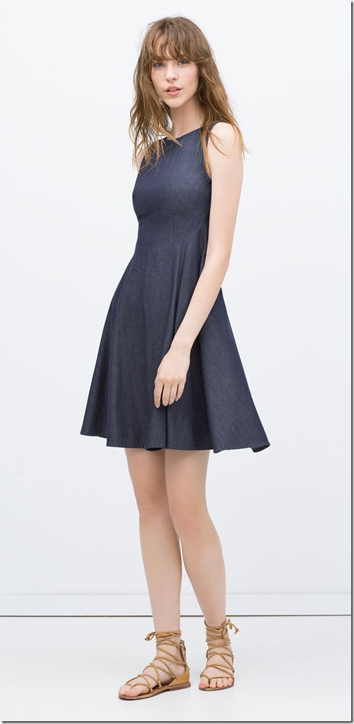 Flared denim dress