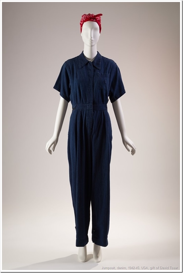 Jumpsuit, denim, 1942-45, USA, gift of David Toser, 2007.63.7