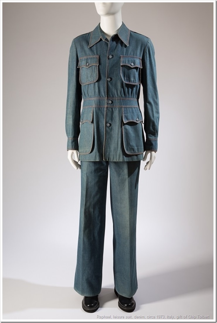 Raphael, leisure suit, denim, circa 1973, Italy, gift of Chip Tolbert, 85.161.8