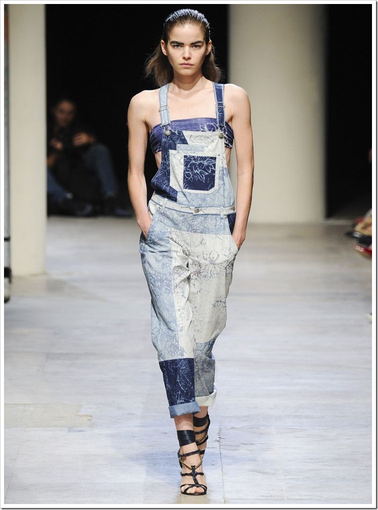 Leonard : Denim patchwork dungarees, Murphy print