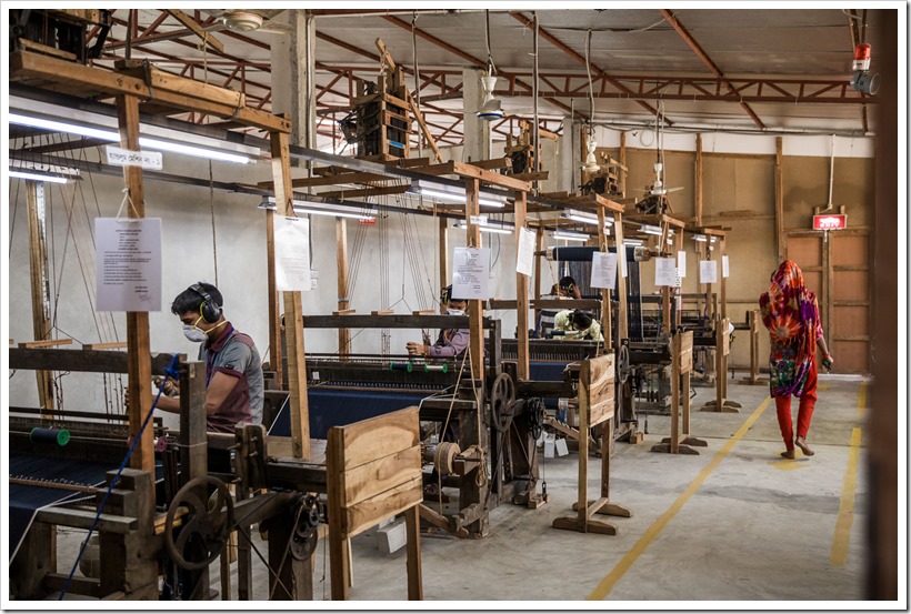 Hessnatur_the weaving unit was specially built for the project and equipped with second hand looms from the local market Hessnatur_the weaving unit was specially built for the project and equipped with second hand looms from the local market