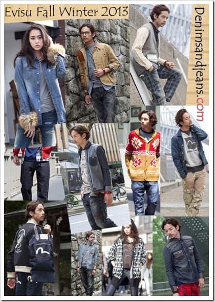 Evisu Fall Winter 2013 denim collection collage