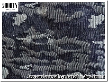Visual Treats from Soorty -Jacquard camouflage stretch indigo denim