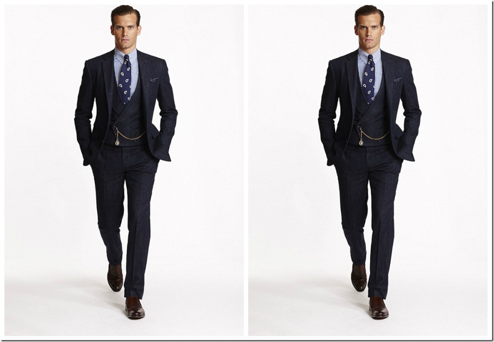 Double And Triple Denim Suits By Ralph Lauren For Spring Summer 2015