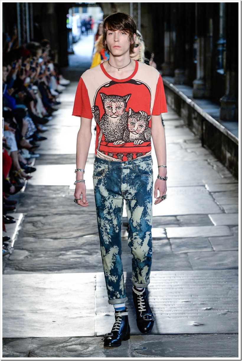 Gucci At London Resort Look  - With 9 Acid-Washed Denim