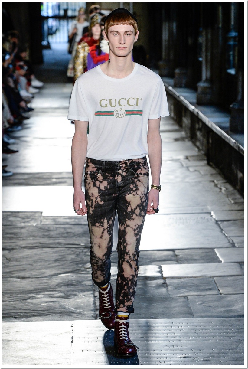 Gucci At London Resort Look  - With 9 Acid-Washed Denim