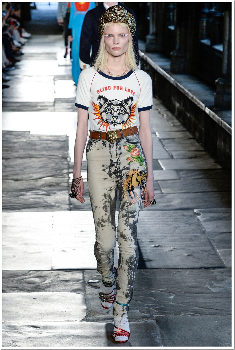 Gucci At London Resort Look  - With 9 Acid-Washed Denim