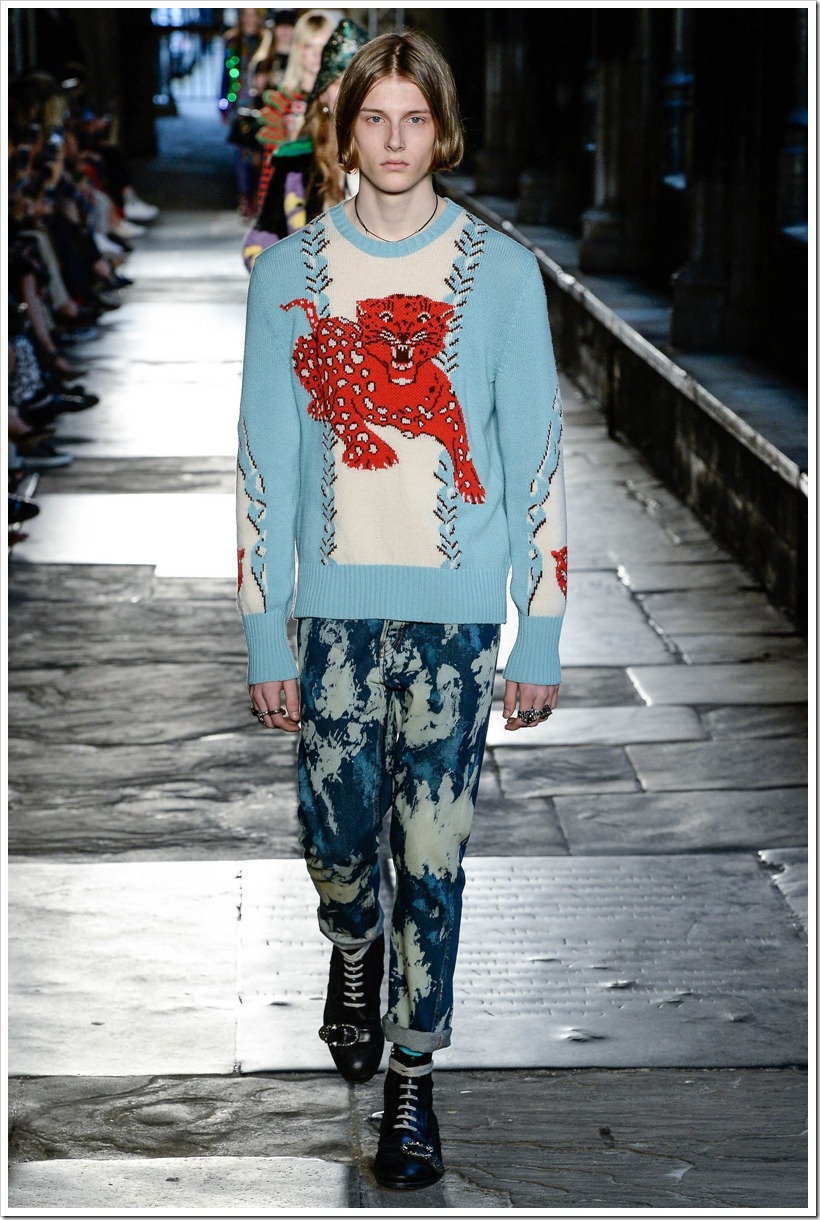 Gucci At London Resort Look  - With 9 Acid-Washed Denim