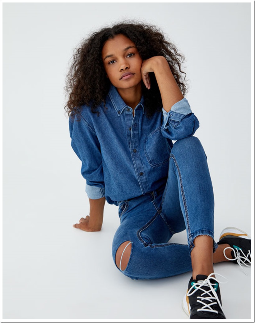 Pull and bear capri jeans sale