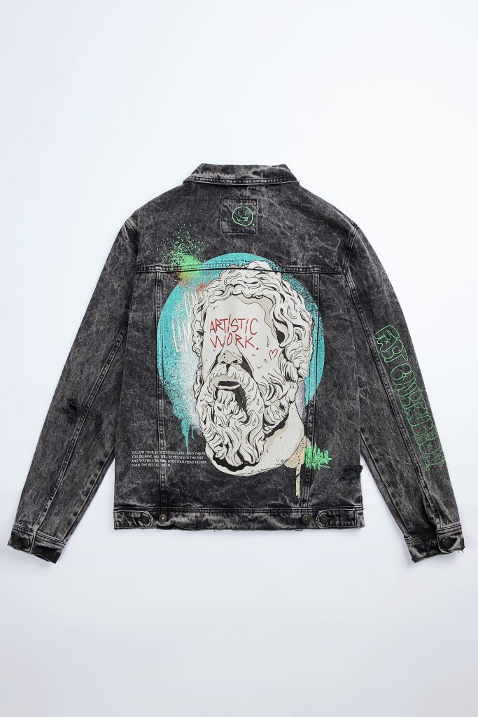 Printed denim jacket zara sale